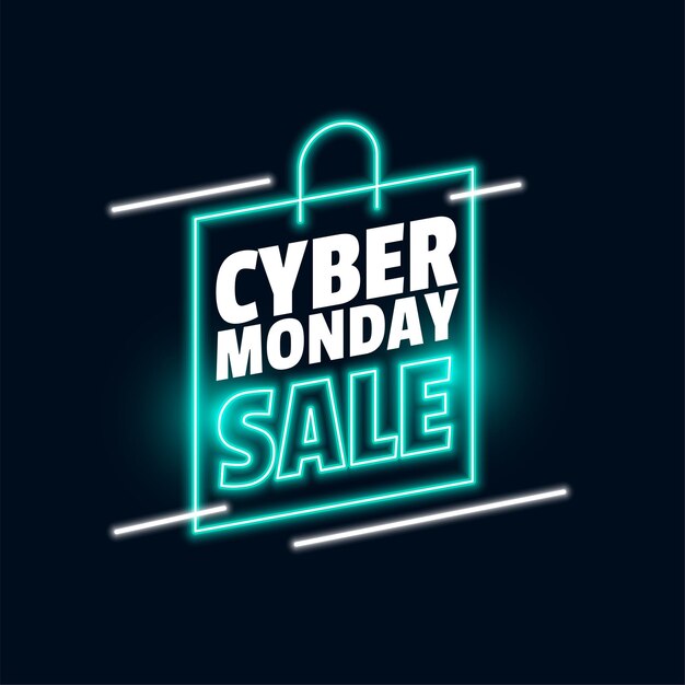 Stylish cyber monday sale neon shopping bag