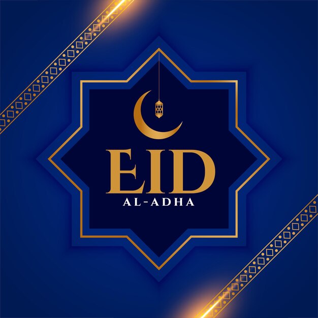 Stylish eid al adha blue islamic card design