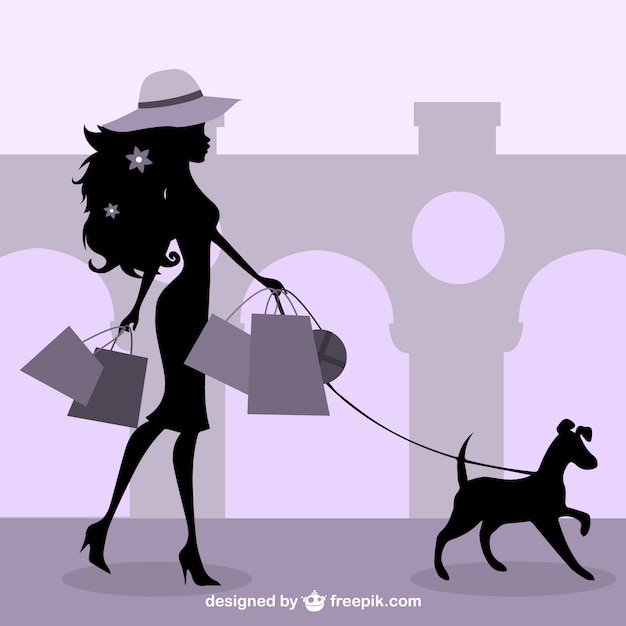 Free Vector stylish fashion girl shopping