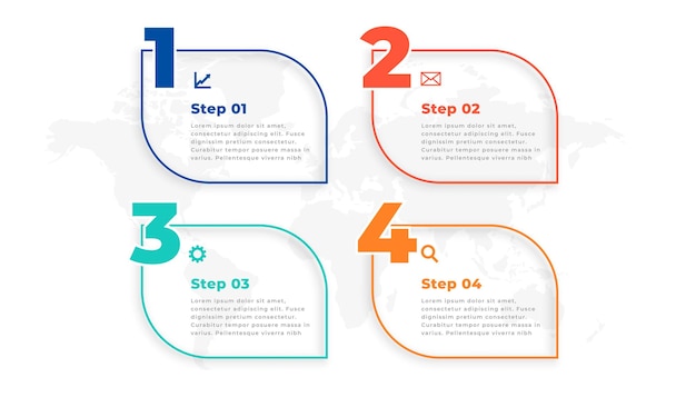 Stylish four steps line infographic template