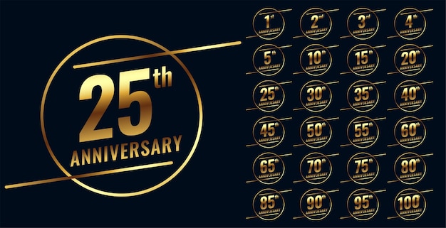 Free vector stylish golden anniversary emblem big set