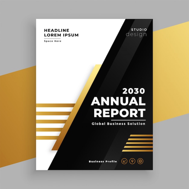 Stylish golden and black annual report template