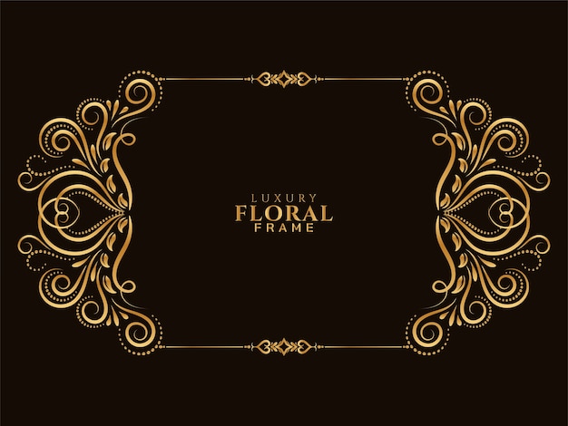 Stylish golden floral frame design background 