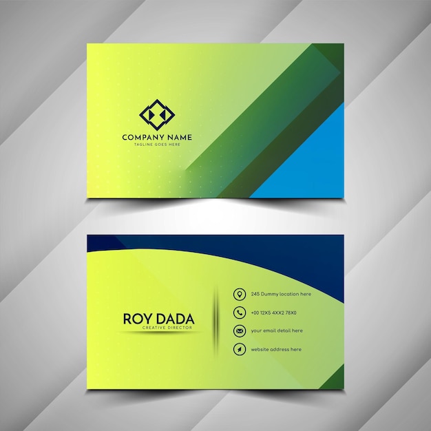 Stylish green and blue geometric corporate business card template