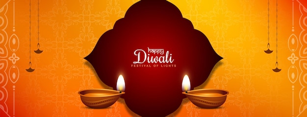 Free vector stylish happy diwali festival decorative banner design