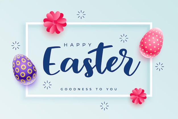 Free Vector stylish happy easter background with eggs and flowers