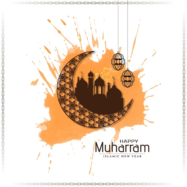 Free Vector stylish happy muharram and islamic new year decorative background