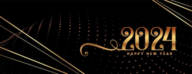 Free Vector stylish happy new year 2024 party banner with particle effect vector