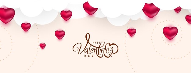 Stylish Happy Valentines day celebration lovely banner with hearts