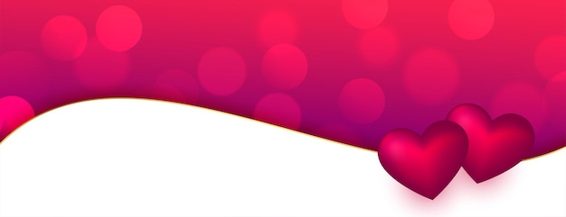 Stylish hearts wavy banner on bokeh background