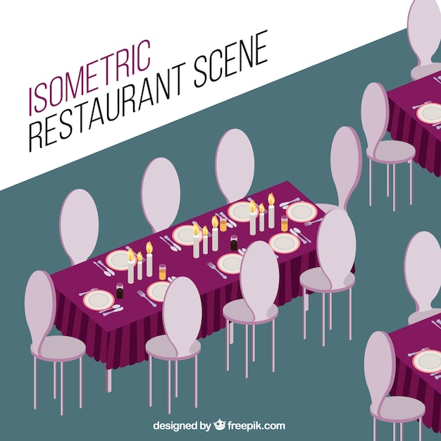 Free Vector stylish indoor restaurant in isometric style