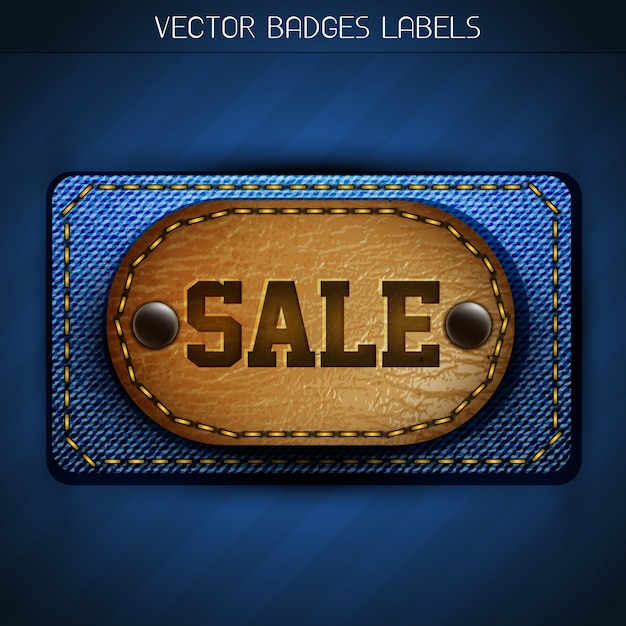 Free Vector stylish jeans leather sale label