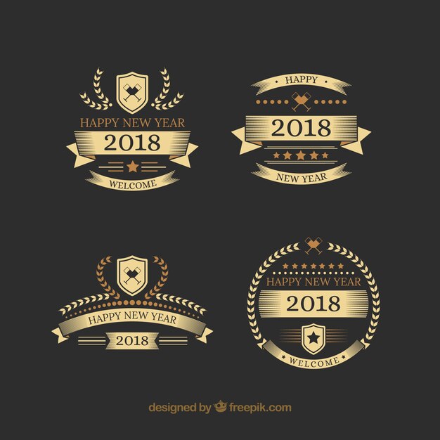 Stylish labels for new year 2018