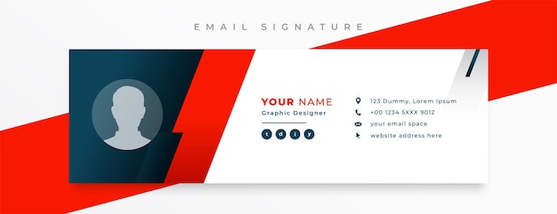 Free Vector stylish mail footer template design with digital profile