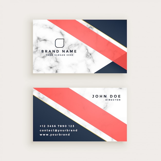 Free Vector stylish marble texture business card design