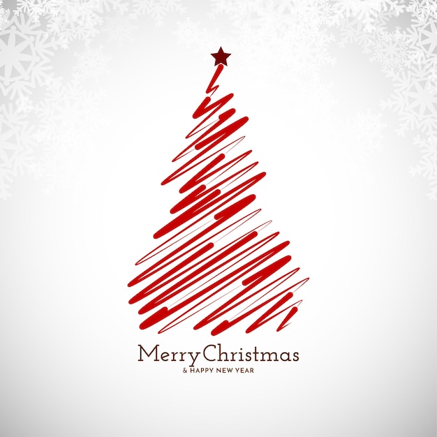 Free Vector stylish merry christmas festival card with decorative christmas tree design