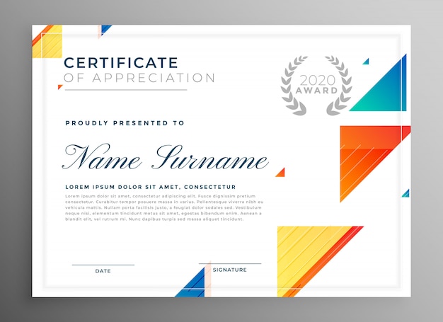 Stylish modern certicate of appreciation template design