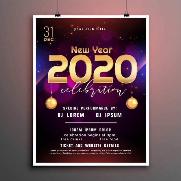 Stylish new year party flyer cover template design