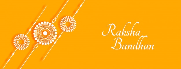 Free Vector stylish raksha bandhan yellow banner with rakhi