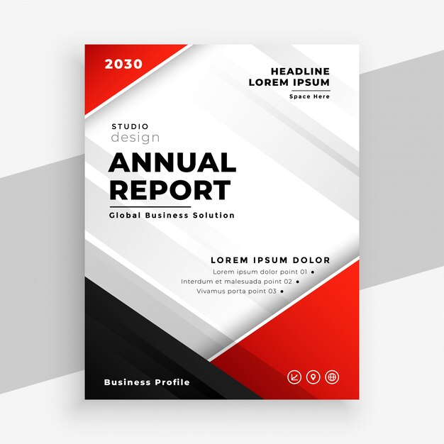 Stylish red annual report business flyer template