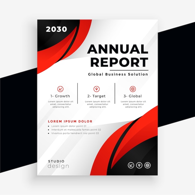 Stylish red business annual report brochure template design