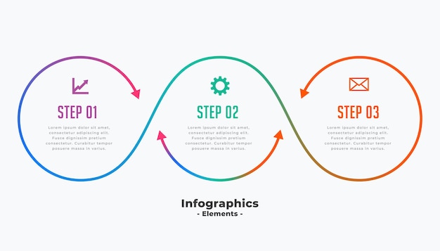 Stylish three steps business infographic template