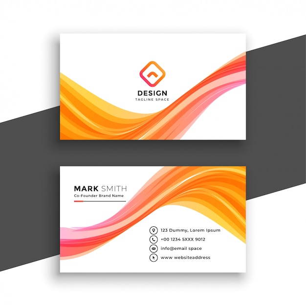 Stylish wavy white business card template 