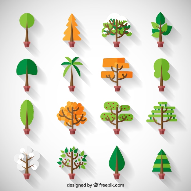 Free Vector stylized cute tree collection