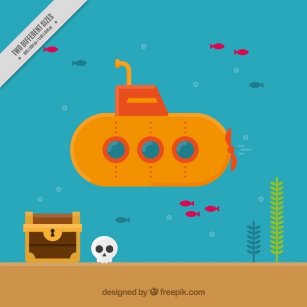 Free Vector submarine background in flat design