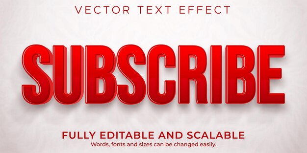 Subscribe button text effect, editable red and play text style