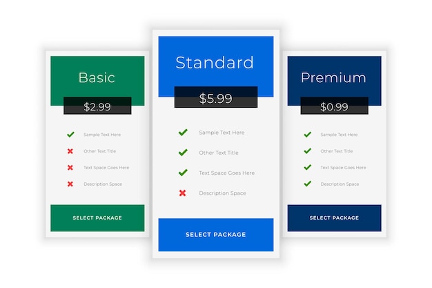 Subscription plans and pricing table template