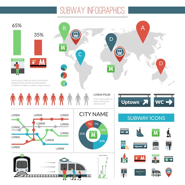 Free vector subway infographics set