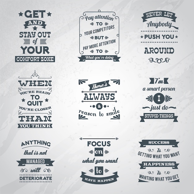 Free Vector success quotes set