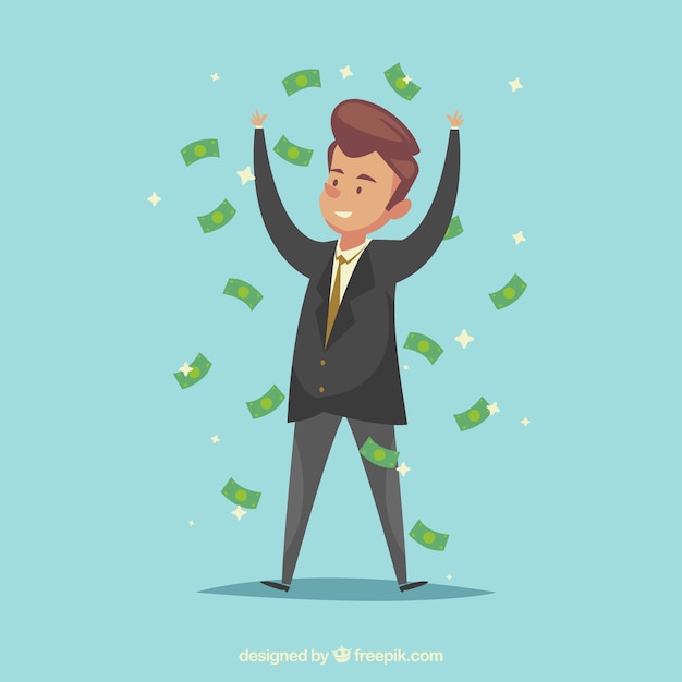 Free Vector successful businessman with bills