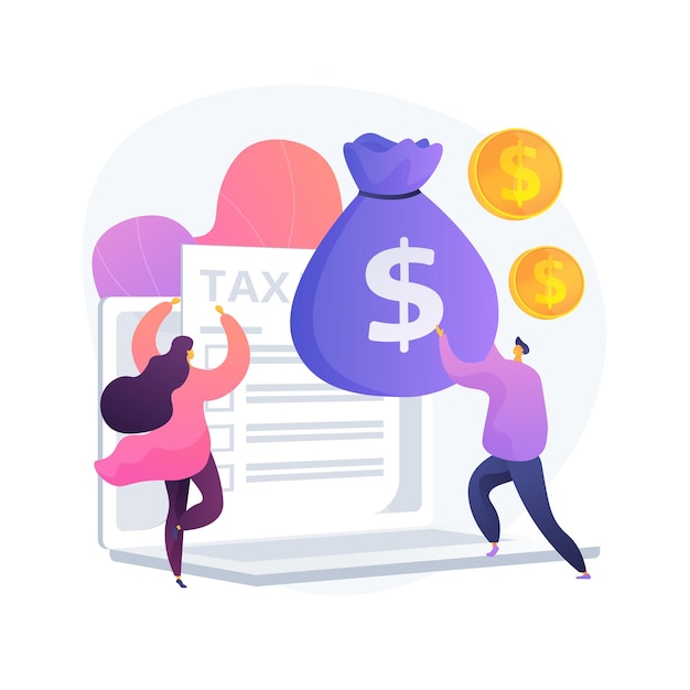 Successful financial operation. Business accounting, invoice report. Happy people with tax receipt. Duty paying, money savings, cash income. Vector isolated concept metaphor illustration