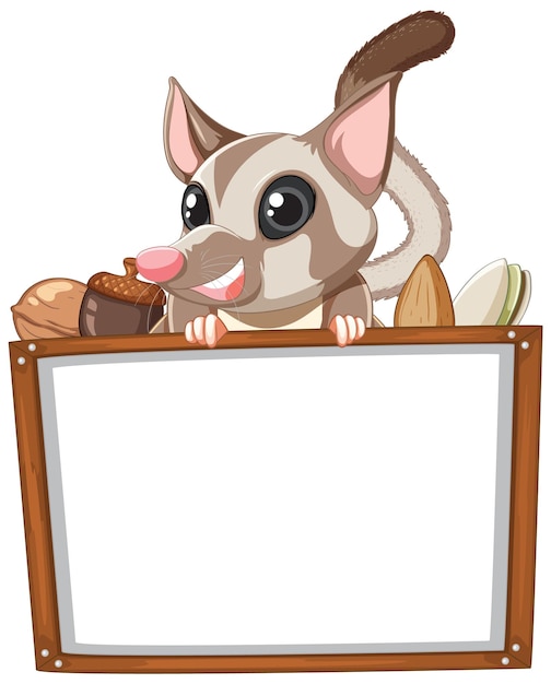 Free Vector sugar glider and blank whiteboard