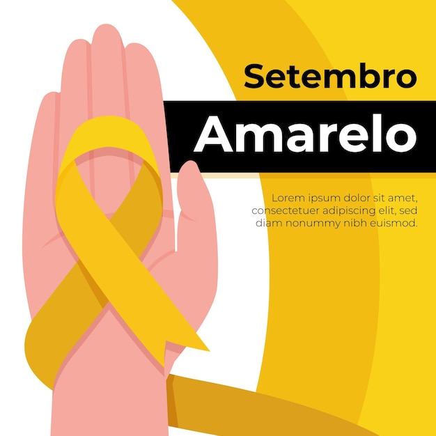 Suicide awareness event illustrated with yellow ribbon