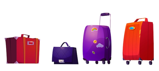 Free Vector suitcases travel luggage baggage and bags set