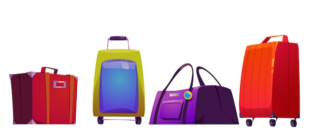 Free Vector suitcases travel luggage baggage and bags set