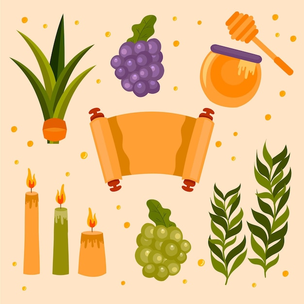 Free Vector sukkot elements collection