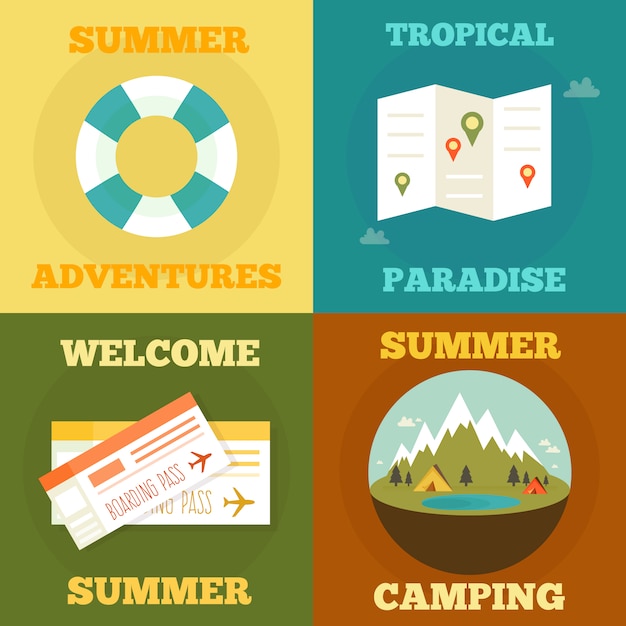 Free Vector summer activities illustrations collection