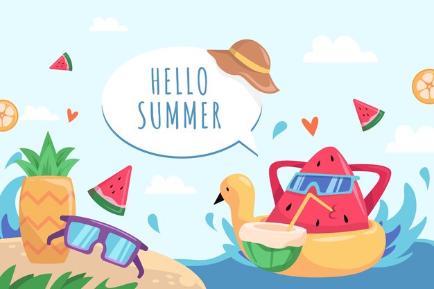 Summer background drawn theme