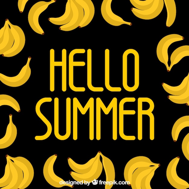 Free Vector summer background with bananas in flat style