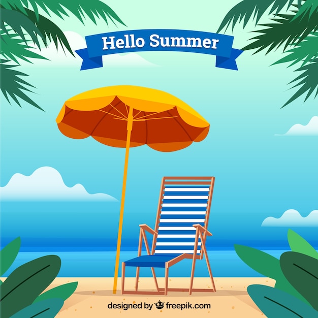 Free vector summer background with beach elements