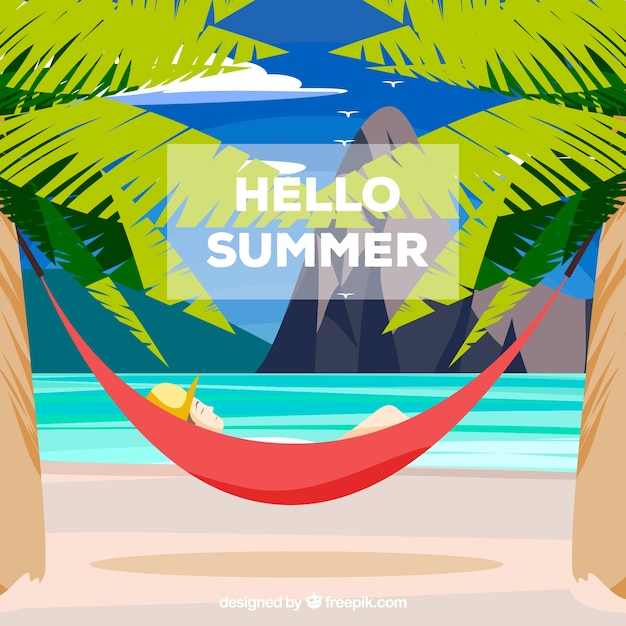 Free Vector summer background with beach view