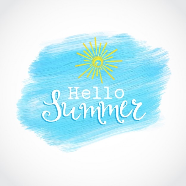 Free Vector summer background with a blue spot watercolor