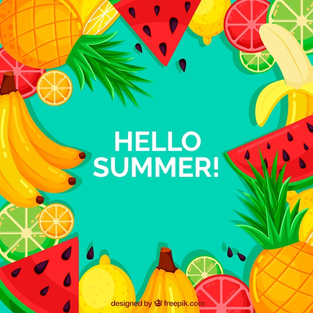 Summer background with colorful fruits