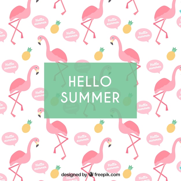 Summer background with flamingos pattern