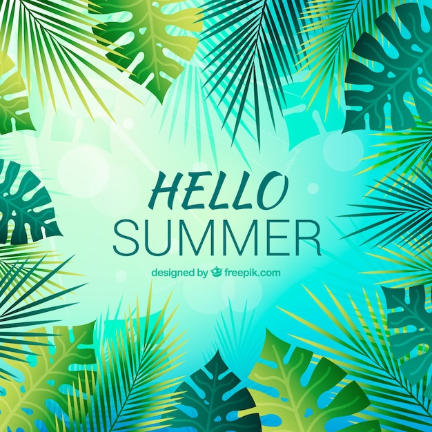 Summer background with palm leaves