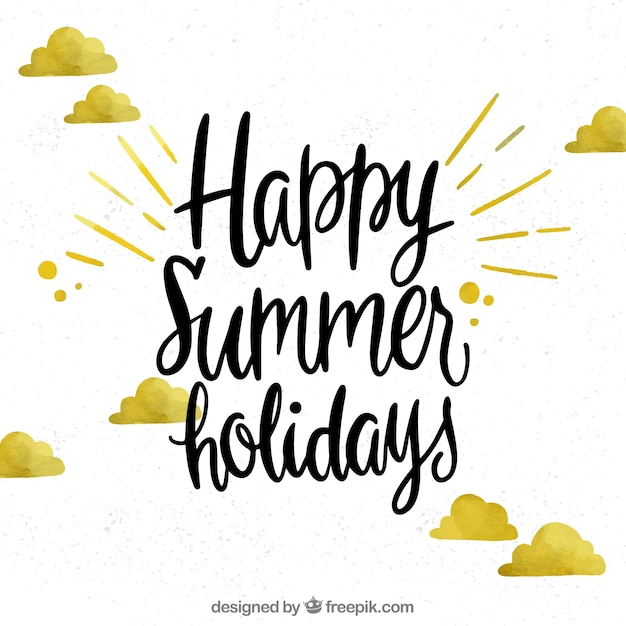 Free vector summer background with quote and golden clouds